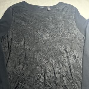 Q.U.E Women’s Black Blouse Mesh Sleeves Size L